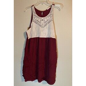 entro dress medium knee length tank crochet maroon dark red free shipping Boho